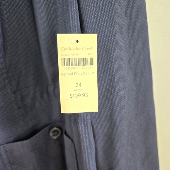 COLDWATER CREEK Refined Ellery Flair Jacket Waist Drawstring Navy Womens Size 24 - Picture 6 of 13